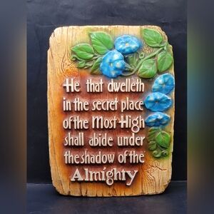 Vintage Torjon Psalm 91 Wall Plaque He That Dwelleth Most High 8x11" Canada 1951